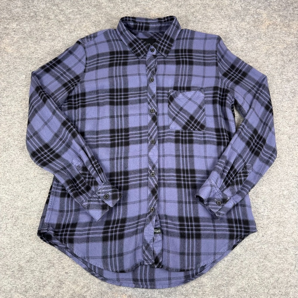 Rails Hunter Button Up Shirt‎ Flannel Plaid Sapphire Ash Womens Small S